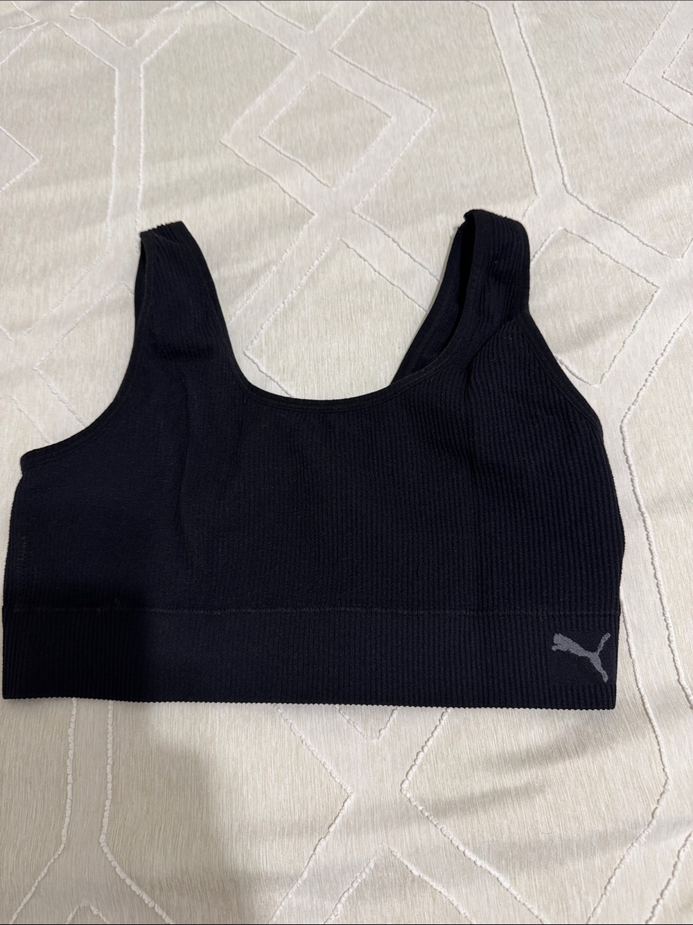 Puma Black Ribbed Seamless Sports Bra